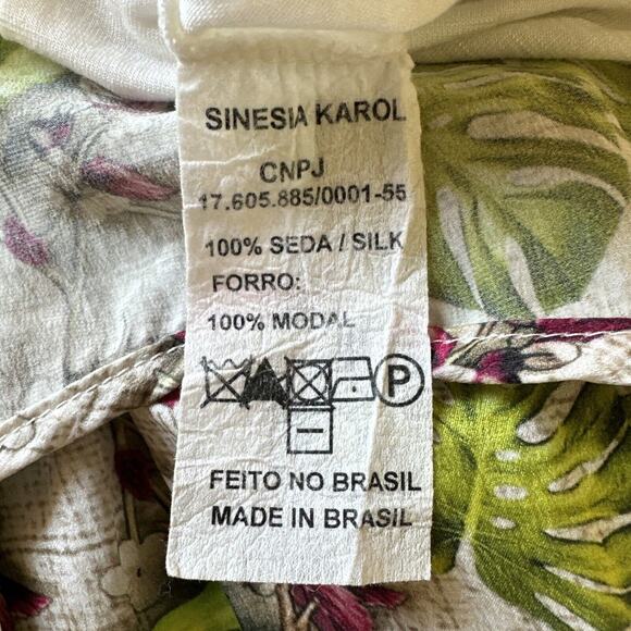 Sinesia Karol XS Silk Romper lined pockets Parrakeet Floral print Tropical - Picture 14 of 16